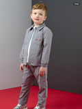 Avelorie Baby Boys Grey Silver Nylon Cargos And shacket 0826787