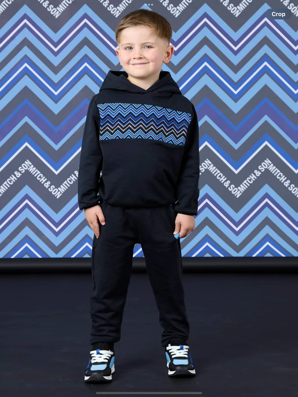 Avelorie Baby Winter Chevron Watson Zig Zag Hoodie Tracksuit - Black 0826789