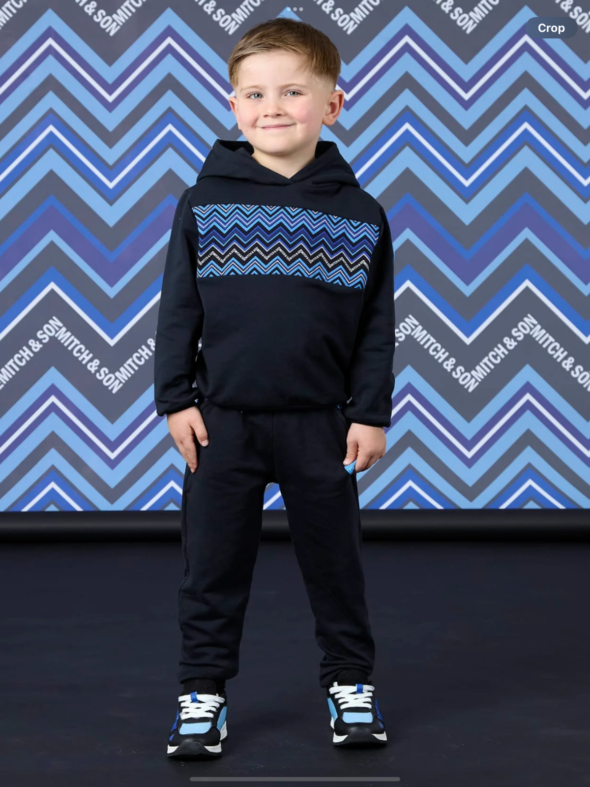Avelorie Baby Winter Chevron Watson Zig Zag Hoodie Tracksuit - Black 0826789