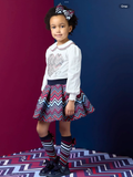 Avelorie Baby Chevron Charm Chloe Chevron Print Skirt Set - Snow White    0826801