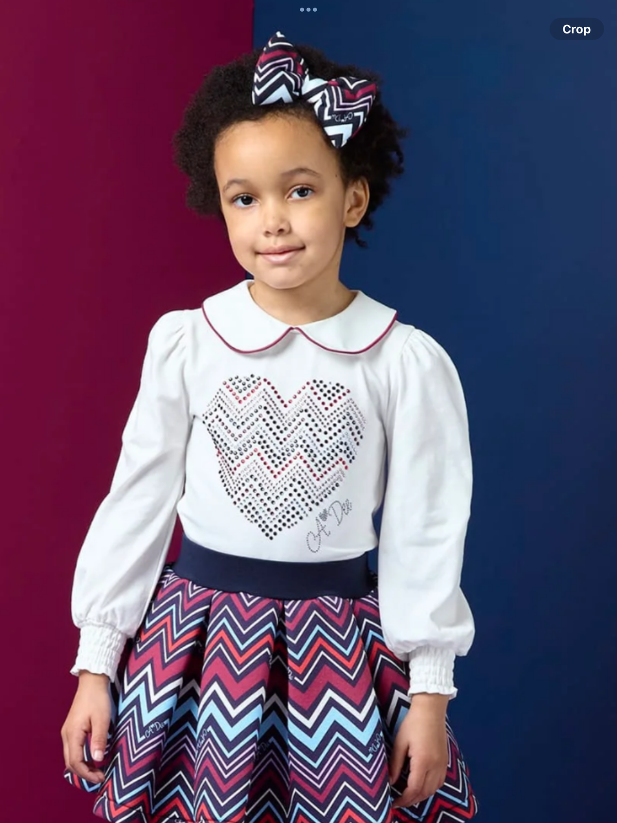 Avelorie Baby Chevron Charm Chloe Chevron Print Skirt Set - Snow White    0826801