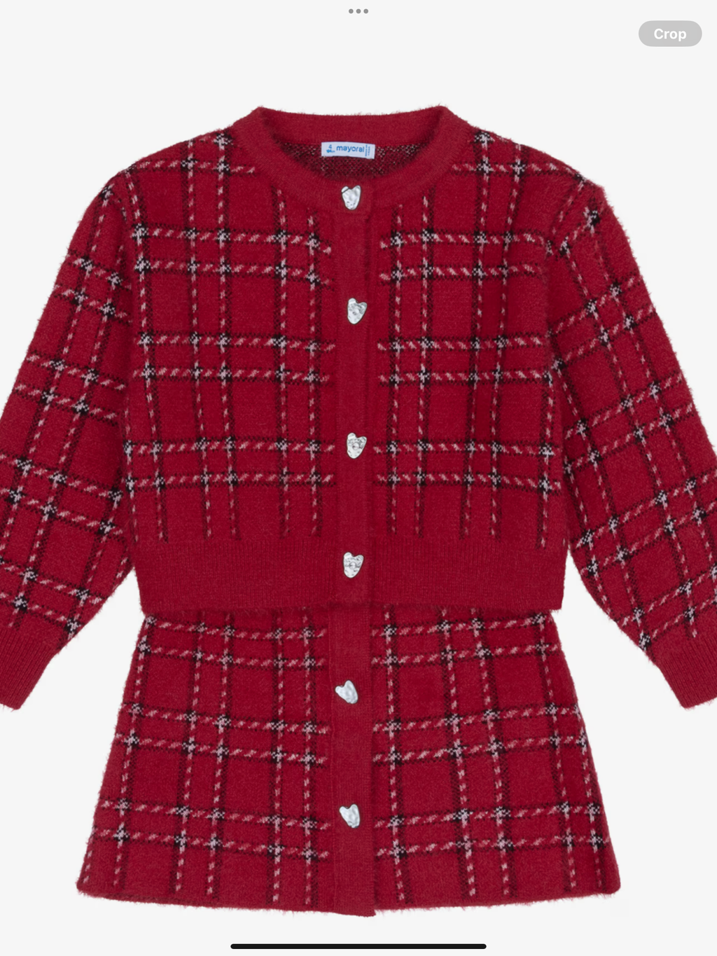 Avelorie Baby Girls Red Check Fluffy Knit Skirt Set 0826802