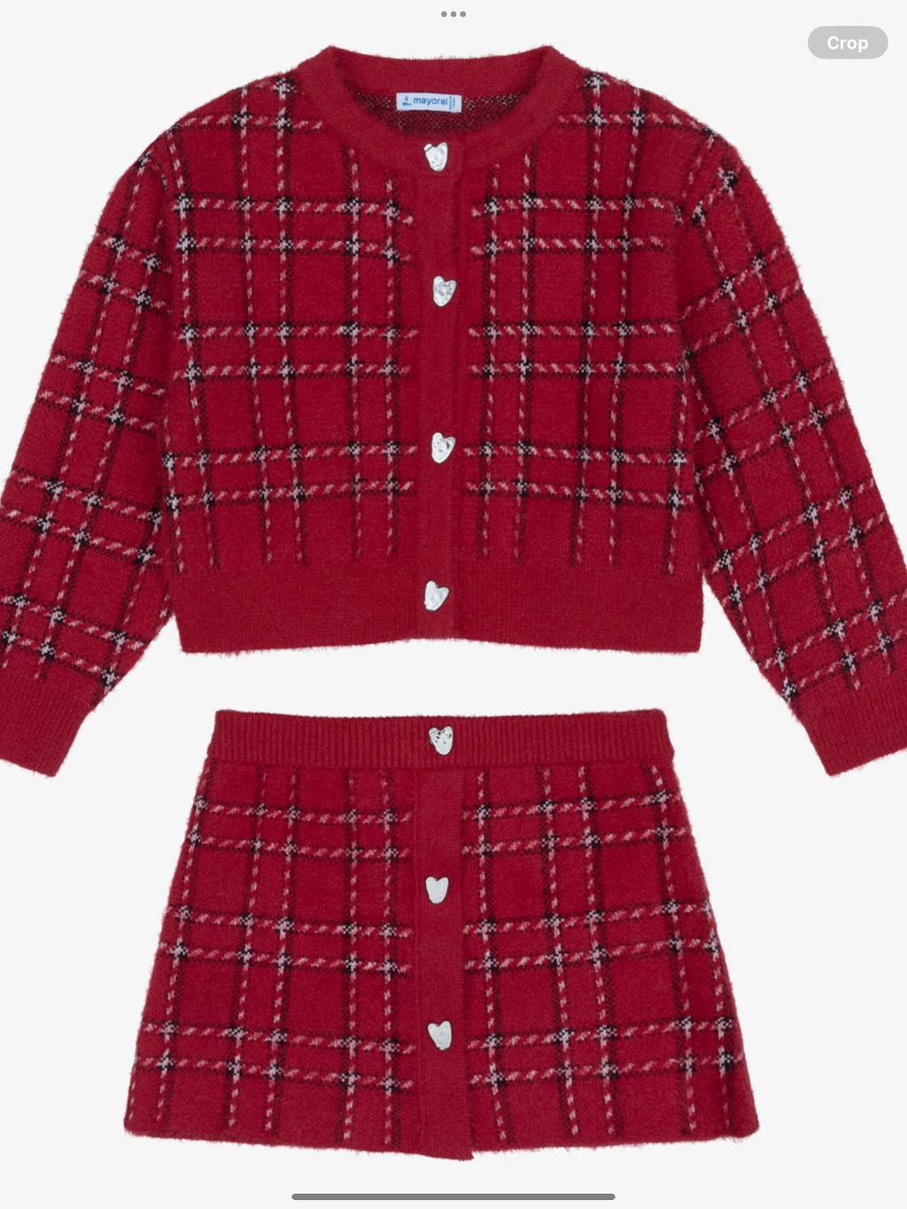 Avelorie Baby Girls Red Check Fluffy Knit Skirt Set 0826802