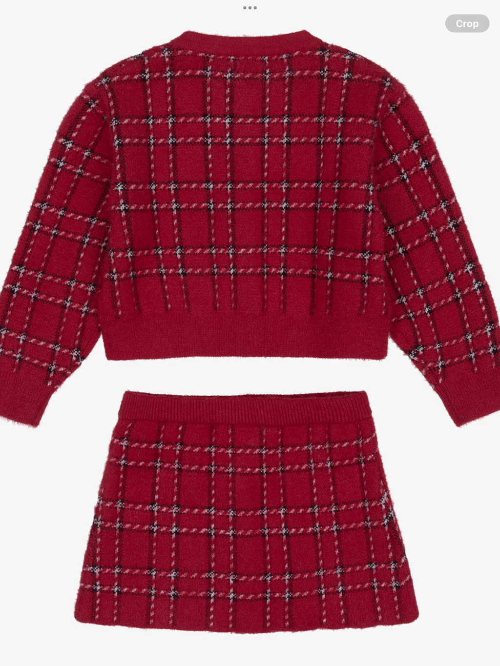 Avelorie Baby Girls Red Check Fluffy Knit Skirt Set 0826802