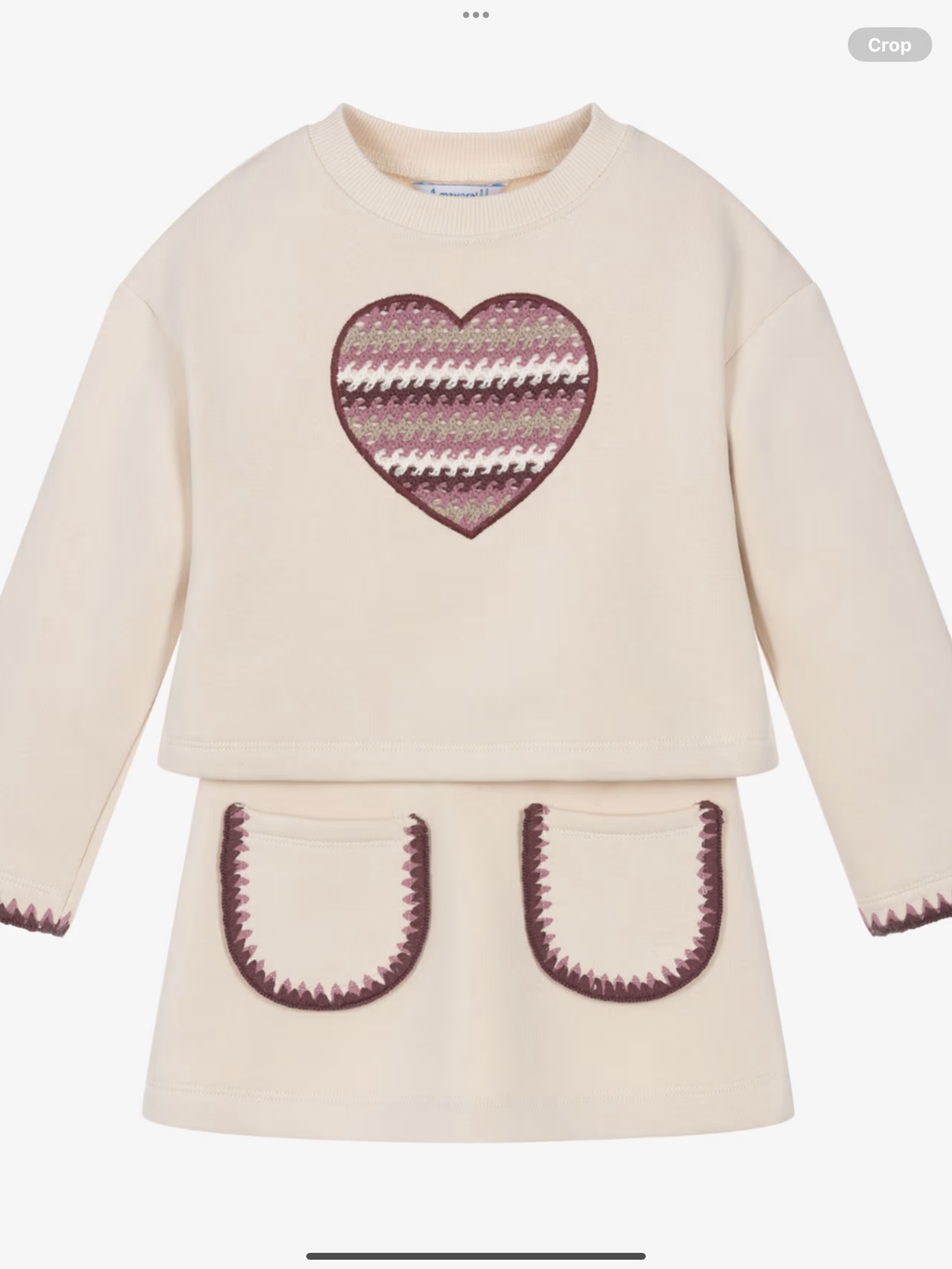 Avelorie Baby Girls Beige Jersey Skirt Set with Heart 0826803
