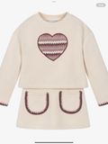Avelorie Baby Girls Beige Jersey Skirt Set with Heart 0826803