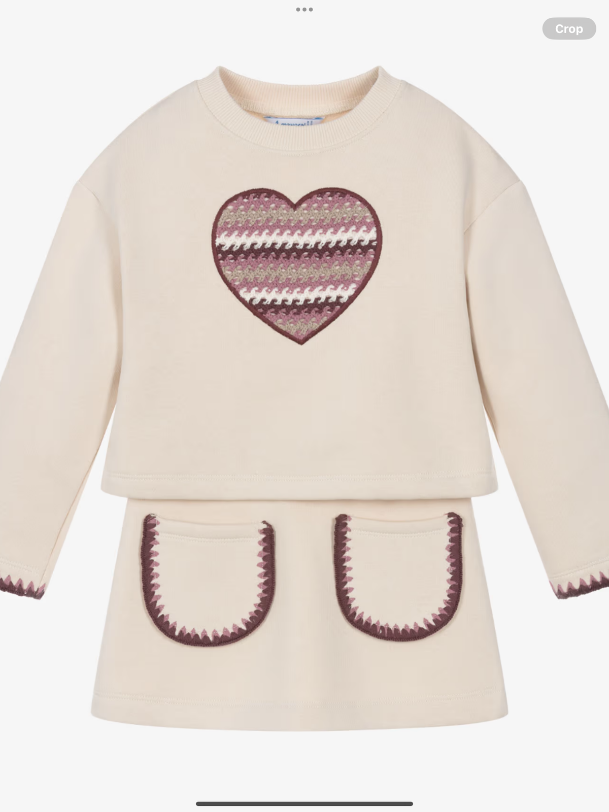 Avelorie Baby Girls Beige Jersey Skirt Set with Heart 0826803
