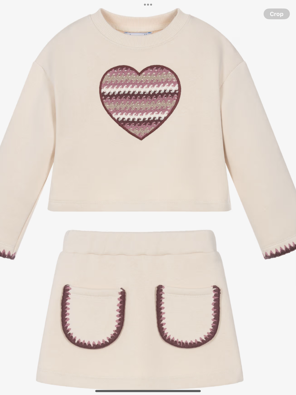 Avelorie Baby Girls Beige Jersey Skirt Set with Heart 0826803