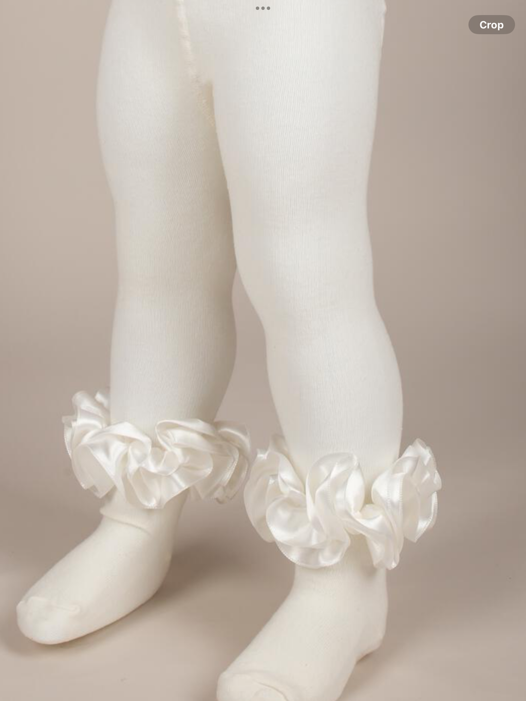 Avelorie Baby Satin Ribbon Ruffle Ankle Tights - Ivory 0926869