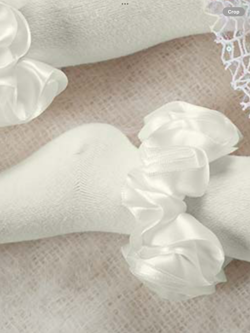 Avelorie Baby Satin Ribbon Ruffle Ankle Tights - Ivory 0926869